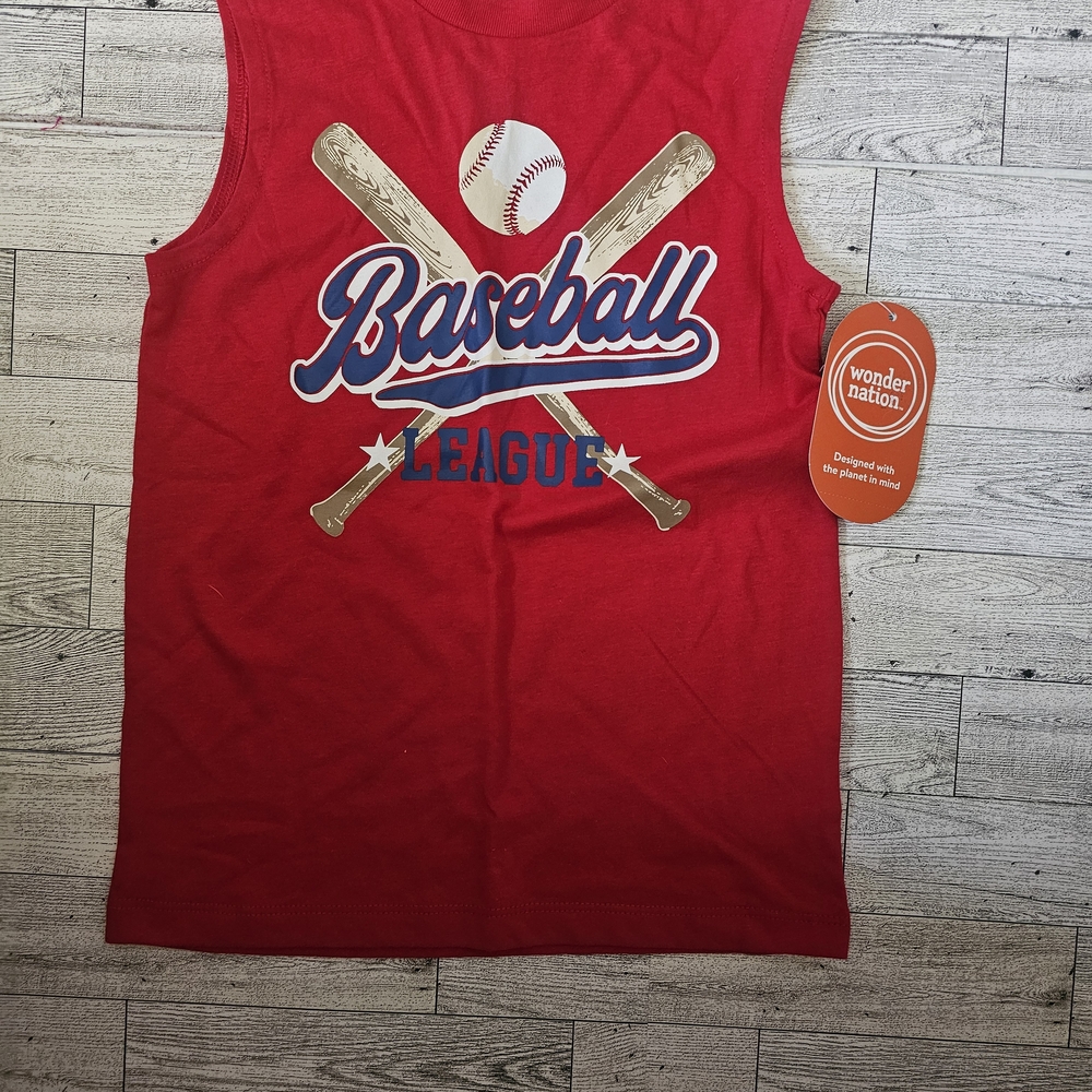 Wonder Nation Red Boys Baseball Graphic Tank Top Size XS 4/5